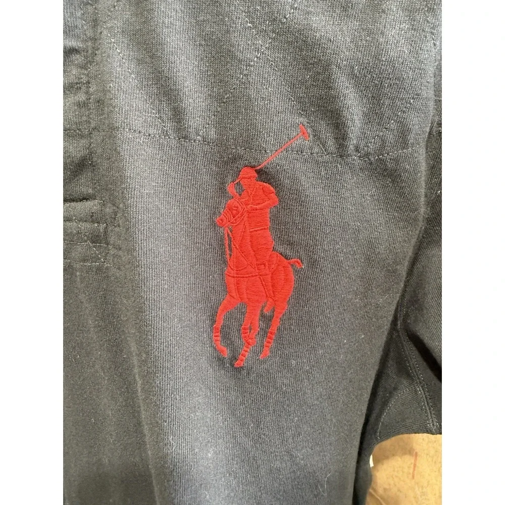 Polo Ralph Lauren Shirt Mens L Rugby Big Pony Long Sleeve Preppy #3 Black Red